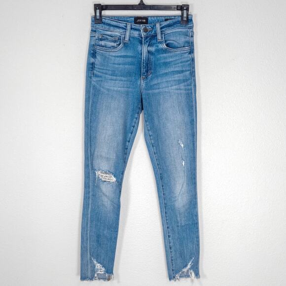 Joe’s Jeans The Charlie High Rise Skinny Crop Size 24 Distressed Denim - Picture 2 of 11